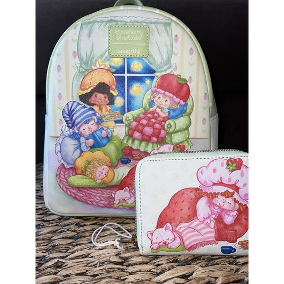 Loungefly Strawberry Shortcake Slumber Party Mini Backpack & Wallet - Picture 1 of 8